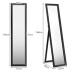 Espejo De Cuerpo Entero Montado a La Pared Con Estructura De Madera Para Dormitorio Salón Entrada Negro 37 X 50 X 155 Cm