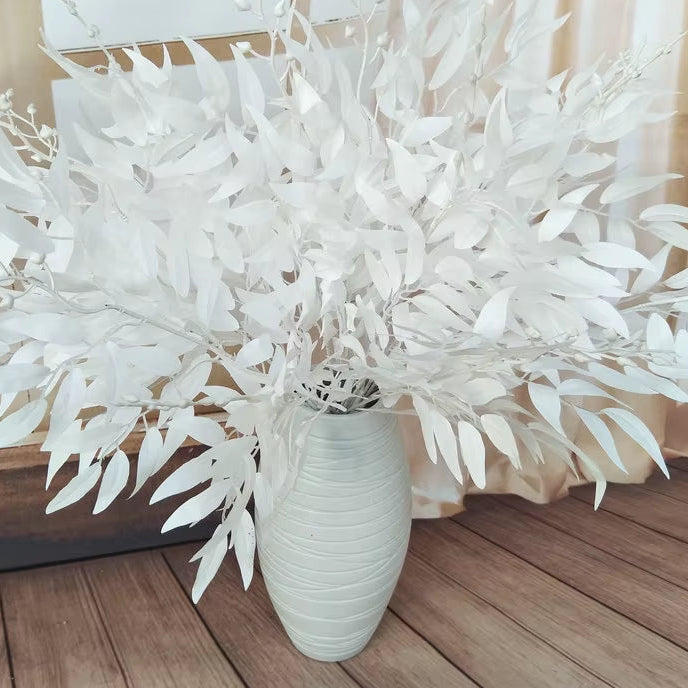 Artificial White Flower Plant Wedding Bouquet Decoration Silk Flower Home Vase Decor Willow Leaf Green Grass Fake Flowers
