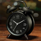 4 Inch Twin Bell Loud Alarm Clock Metal Frame 3D Dial with Backlight Battery Operate Desk Table Alarm Clock for Home and Office