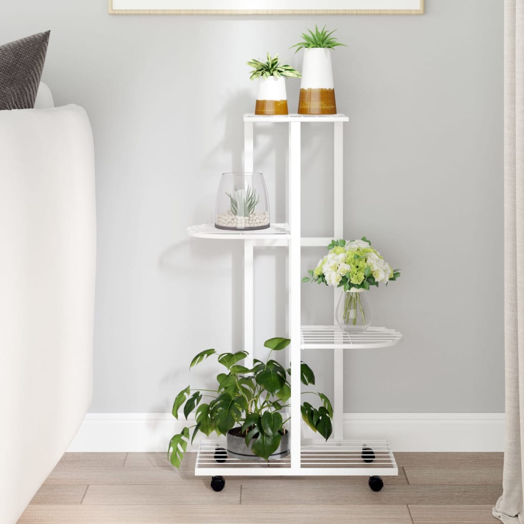Soporte para Flores de 4 Niveles con Ruedas de Hierro