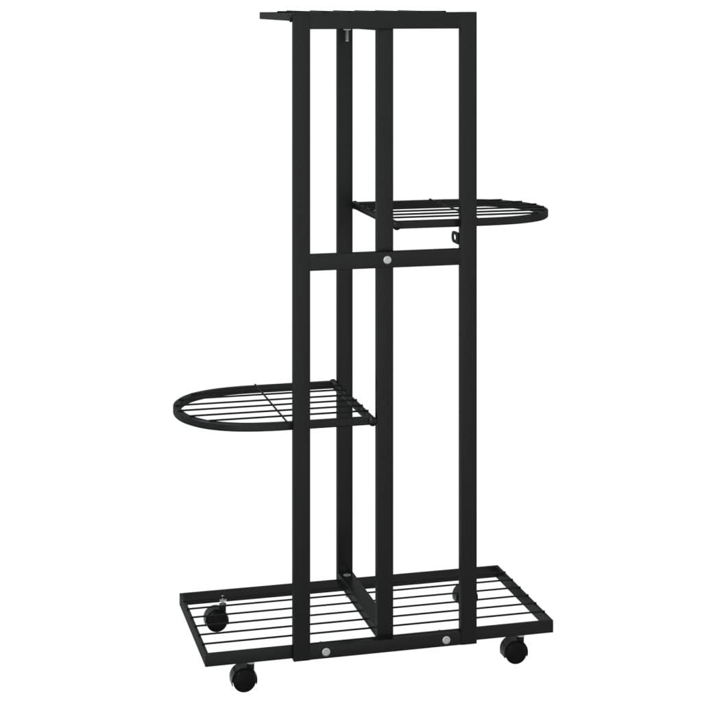 Soporte para Flores de 4 Niveles con Ruedas de Hierro