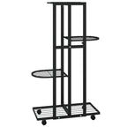 Soporte para Flores de 4 Niveles con Ruedas de Hierro