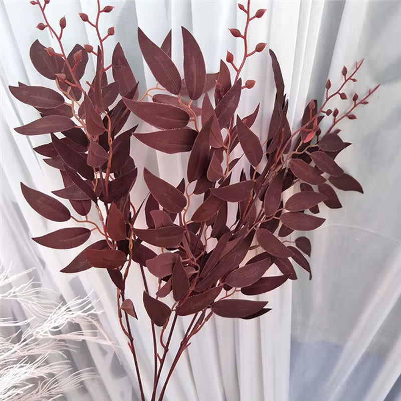 Artificial White Flower Plant Wedding Bouquet Decoration Silk Flower Home Vase Decor Willow Leaf Green Grass Fake Flowers