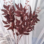 Artificial White Flower Plant Wedding Bouquet Decoration Silk Flower Home Vase Decor Willow Leaf Green Grass Fake Flowers