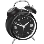 4 Inch Twin Bell Loud Alarm Clock Metal Frame 3D Dial with Backlight Battery Operate Desk Table Alarm Clock for Home and Office