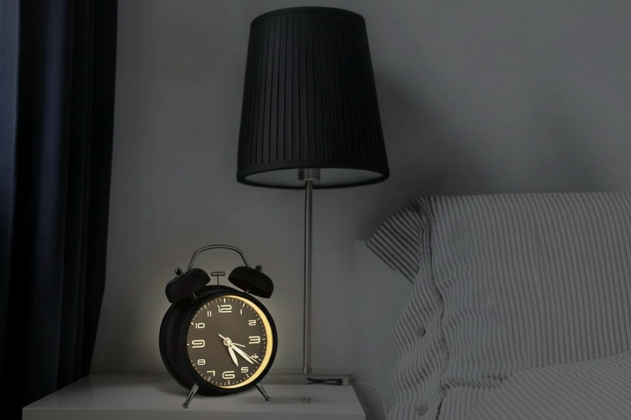 4 Inch Twin Bell Loud Alarm Clock Metal Frame 3D Dial with Backlight Battery Operate Desk Table Alarm Clock for Home and Office