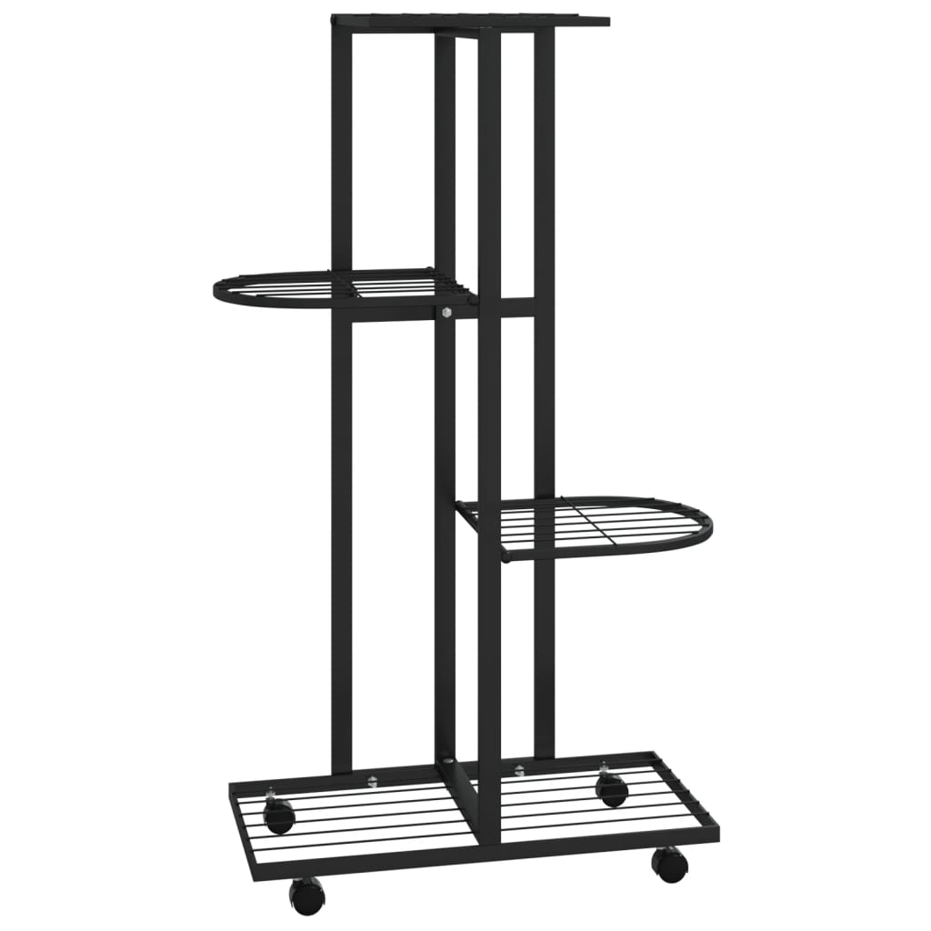 Soporte para Flores de 4 Niveles con Ruedas de Hierro